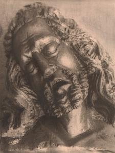 Suffering Man Head study Statue old Photograph 1925