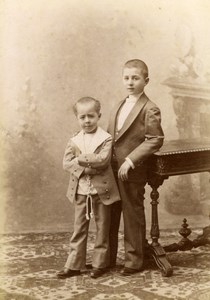 France Paris 2 Boys Friends or Brothers Old Pirou Cabinet Card Photo 1895