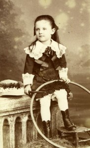 Young Girl & Hoop Le Mans old Studio CDV Photo 1890