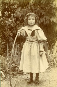 France Young Girl & Hoop old Anonymous CDV Photo 1890