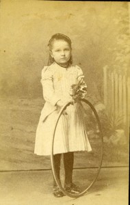 Young Girl & Hoop Chalon old Studio CDV Photo 1890
