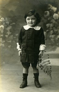 France Fontainebleau Young Boy & Fern Old Welti Studio CDV Photo 1890