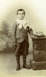 France Paris Boy Good conduct Ribbon old Charles Studio CDV Photo 1903