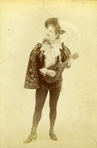 French Stage actress Mandolin Paris Fashion old Stebbing Cabinet Card Photo 1895