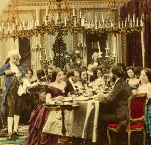Paris Society Diner Scene albumen stereoview Photo 1860