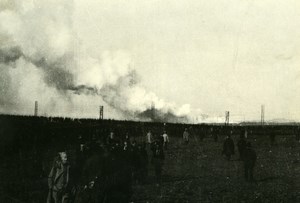France? Crowd in Field Smoke Military WWI WW1 old Photo 1914-1918