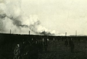 France? Crowd in Field Smoke Military WWI WW1 old Photo 1914-1918