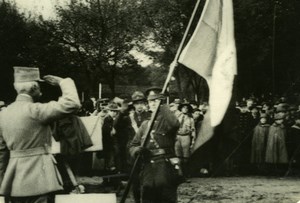 France? Officier Saluting Flag Military WWI WW1 old Photo 1914-1918