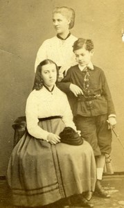 Mother & Children Fashion, France, old Photo CDV 1860'