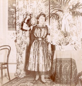 France Pyrenees Woman in Traditional Costume Interior old Stereoview Photo 1900