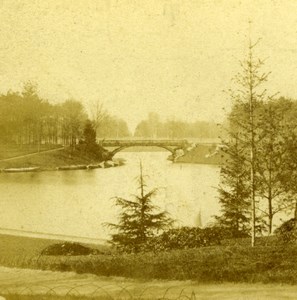 France Paris Bois de Boulogne Bridge Old Stereoview Photo 1860's