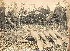 Crashed Gotha Airplane & Bombs Aviation old Photo 1920'