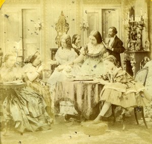 Sunday Lunch, Albumen Tissue Stereoview Photo 1860'