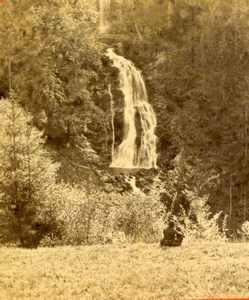 Switzerland Brienz Giessbach Falls old Lamy Photo stereoview 1870's