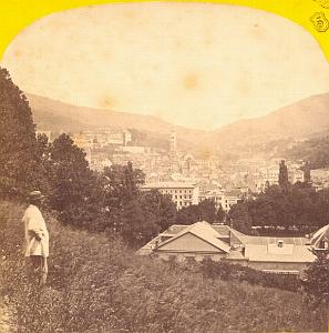 Bade, Panorama, Switzerland, old Photo stereoview 1860'