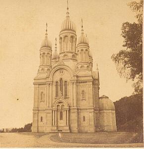 Wiesbaden, Russian Church, old photo stereoview 1860'
