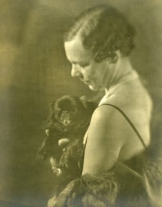 France Woman with dog Artistic Study old Photo 1930