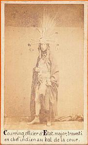 French Officer in Maya full dress, Mexico, old CDV 1864