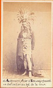 French Officer in Maya full dress, Mexico, old CDV 1864