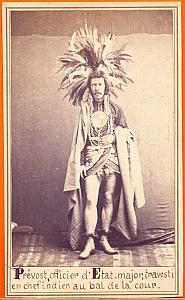 French Officer in Maya full dress, Mexico, old CDV 1864