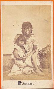 Fisherwoman & child, Mexico, old Merille CDV 1865'