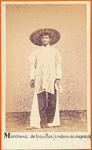 Native Toquillas seller, Mexico, old Merille CDV 1865'