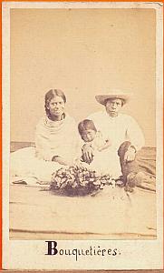 Family Flower-Girl, Mexico, old Merille CDV 1865'