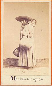 Onion Dealer with child, Mexico, old Merille CDV 1865'