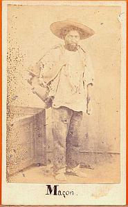 Indian Mason Worker, Mexico, old Merille CDV 1865'