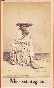 Onion Seller with child, Mexico, old Merille CDV 1865'