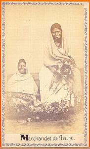 Flower-Girls Sellers, Mexico, old Merille CDV 1865'