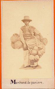 Wicker Basket Seller, Mexico, old Michaud CDV 1865'