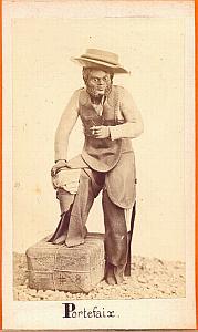 Mexican Docker Porter , Mexico, old Michaud CDV 1865'