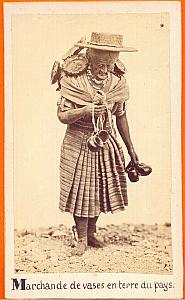 Vase Pottery Seller, Mexico, old Michaud CDV 1865'