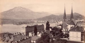 Lucerne Church Lake, Switzerland, old Frith Photo 1870s