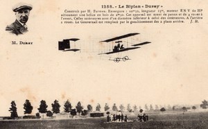 France? Belgian Pilot Duray on Farman Biplane Aviation Old Postcard 1911