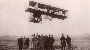 France Aviation Leon Delagrange in Flight Issy Marque Rose Postcard 1908