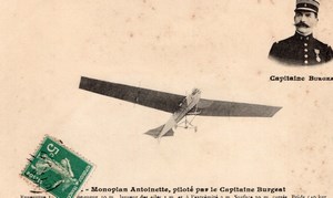 France Aviation Capitaine Burgeat Antoinette Monoplane Old Postcard 1911