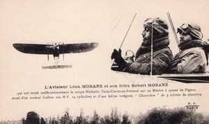 France Aviation Leon & Robert Morane Bleriot Michelin Cup Old Postcard 1910
