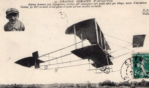 France Aviation Week Legagneux on Sommer Biplane Old Postcard 1910