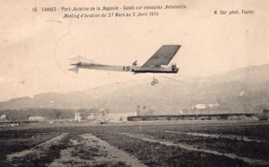 France Cannes Aviation Hayden Sands on Antoinette Monoplane Old Postcard 1910