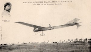 France Aviation Rene Thomas on Antoinette Monoplane Old Postcard 1910