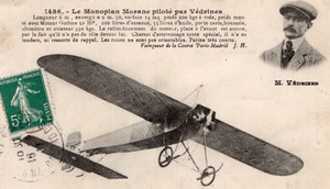 France Aviation Jules Vedrines on Morane Monoplane Old Postcard 1911