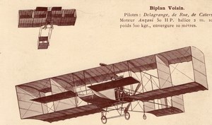 France Aviation Voisin Biplane Delagrange De Rue de Caters Old Postcard 1909