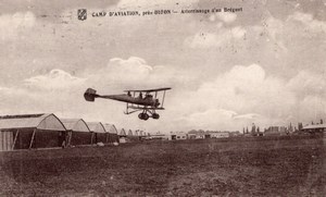 France Dijon Military Aviation Camp Breguet Landing Old Postcard 1918