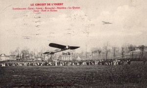 France Aviation Circuit de l'Ouest Airplanes Crowd Old Postcard 1910