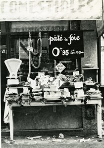 France Paris ? Street scene Butcher shop Window old Photo 1930'