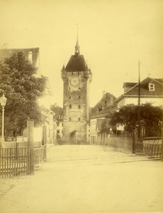Baden, Clock Tower Switzerland, old Photo 1867