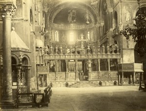 Italy Venice Venezia San Marco Saint Mark's Basilica Interior old Photo 1875