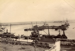 Algeria Algiers Harbor Boats animated Panorama Alger old Photo 1880'